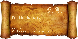 Imrik Martin névjegykártya